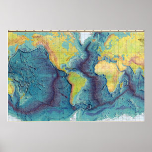 Poster Carte des océans