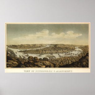 Poster Carte des oiseaux de Pitsburgh - 1874 (Krebs) BigM