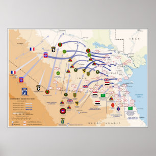 Poster Carte des opérations terrestres de l'opération Tem