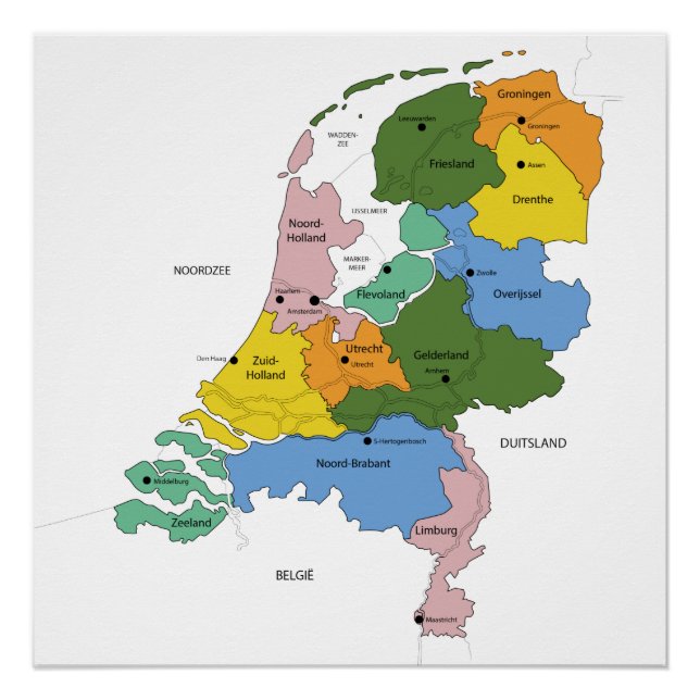 Poster Carte des Pays-Bas (Devant)