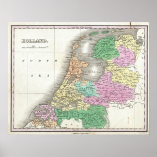 Poster Carte des Pays-Bas 1727 - par Anthony Finley