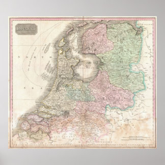 Poster Carte des Pays-Bas 1818 - John Pinkerton