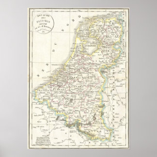 Poster Carte des Pays-Bas 1832 - Delamarche
