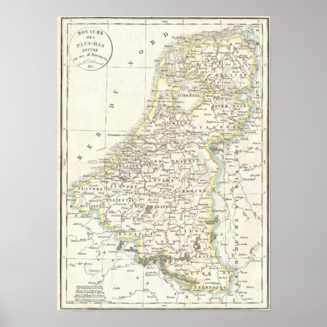 Poster Carte des Pays-Bas 1832 - Delamarche (Devant)
