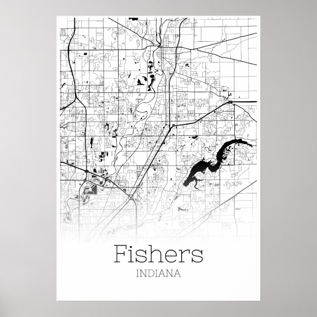 Poster Carte des pêcheurs - Indiana - Carte de la ville P (Devant)