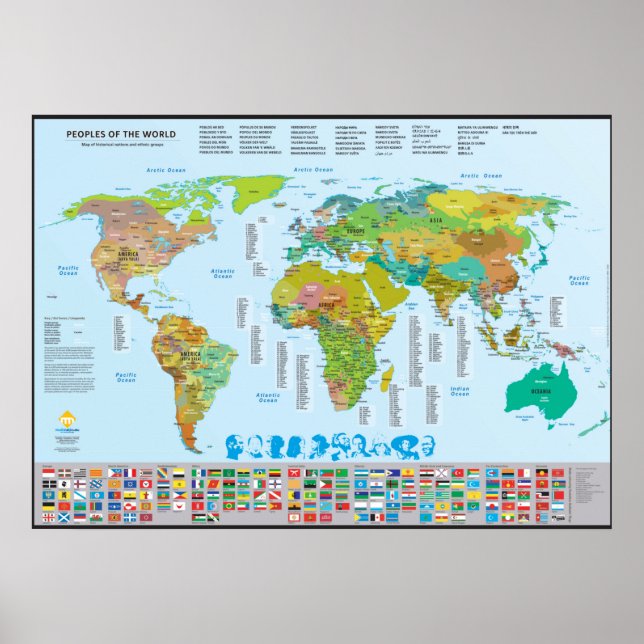 Poster Carte des peuples du monde (Devant)