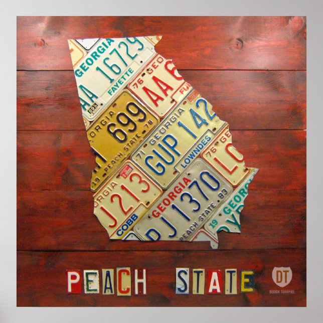 Poster Carte des plaques de licence de Géorgie Imprimer (Devant)