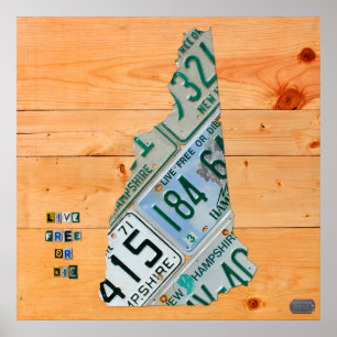Poster Carte des plaques de licence du New Hampshire