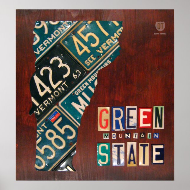 Poster Carte des plaques de licence du Vermont Imprimer (Devant)