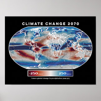 Poster Carte des pluies du changement climatique