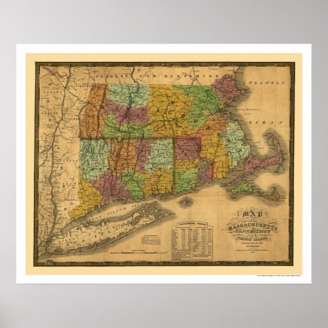 Poster Carte des premiers chemins de fer 1831 (Devant)