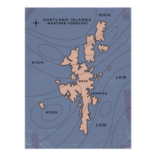 Poster Carte des prévisions météorologiques des îles Shet