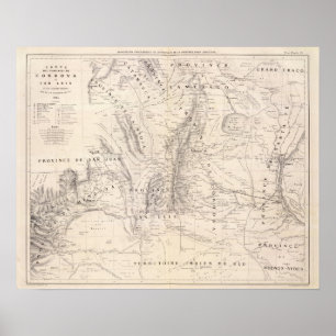 Poster Carte des provinces de Cordova et San Luis
