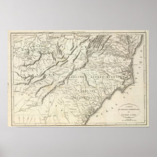 Poster Carte des provinces du sud des Etats-Unis