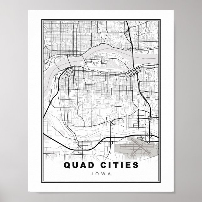 Poster Carte des Quad Cities (Devant)