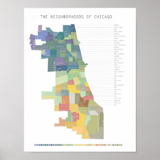 Poster Carte des quartiers de Chicago
