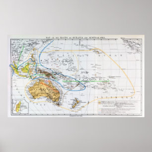 Poster Carte des races d'Océanie et d'Australasie