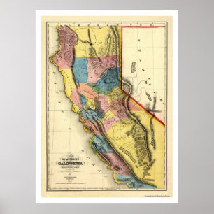 Poster Carte des régions aurifères de Californie par Gibb