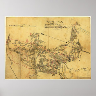 Poster Carte des routes de Virginie - Guerre civile