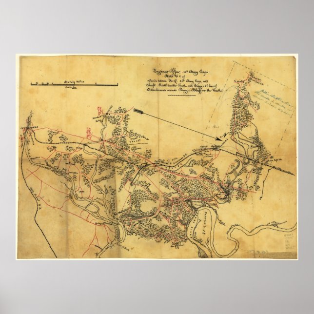 Poster Carte des routes de Virginie - Guerre civile (Devant)