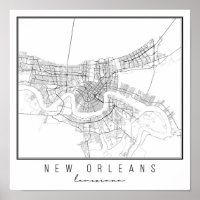 Carte des rues de la Nouvelle-Orléans Louisiane