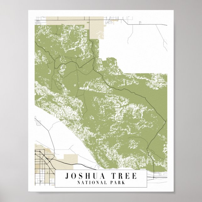 Poster Carte des rues du parc national Joshua Tree (Devant)