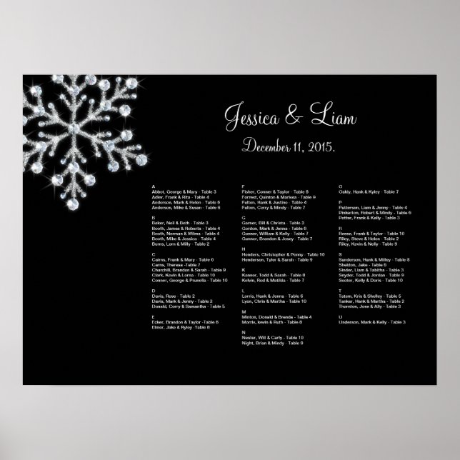 Poster Carte des sièges de flocon d'hiver (Devant)