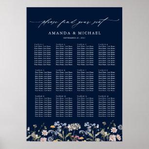 Poster Carte des sièges des Mariages Fleurs sauvages de r