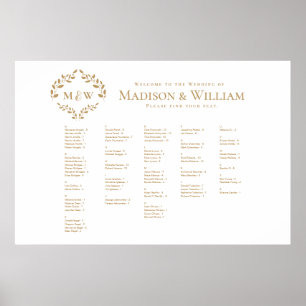 Poster Carte des sièges invités de luxe Mariage Crest Mon