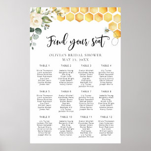 Poster Carte des sièges mariages de fleurs d'abeille