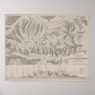 Poster Carte des systèmes glaciaires des Alpes