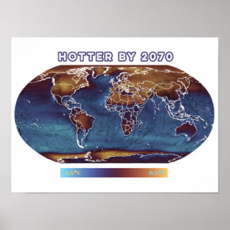 Poster Carte des températures du changement climatique