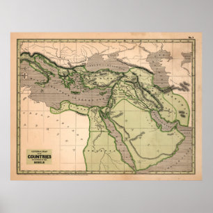 Poster Carte des terres bibliques Vintages (1844)