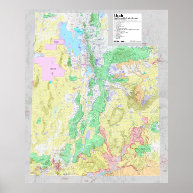 Poster Carte des terres de l'Utah (Devant)