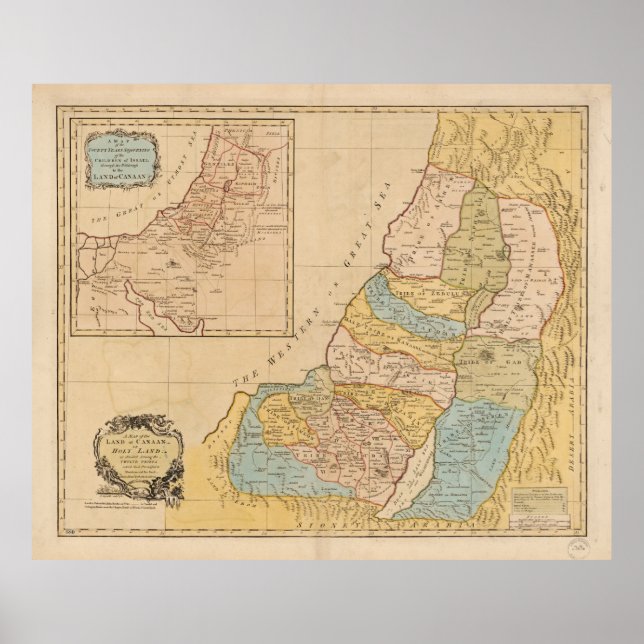 Poster Carte des terres du Canada (Terre Sainte) (1760) (Devant)