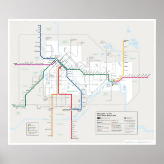 Poster Carte des transports urbains jumeaux (Avenir)