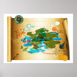 Poster Carte des trésors de Neverland