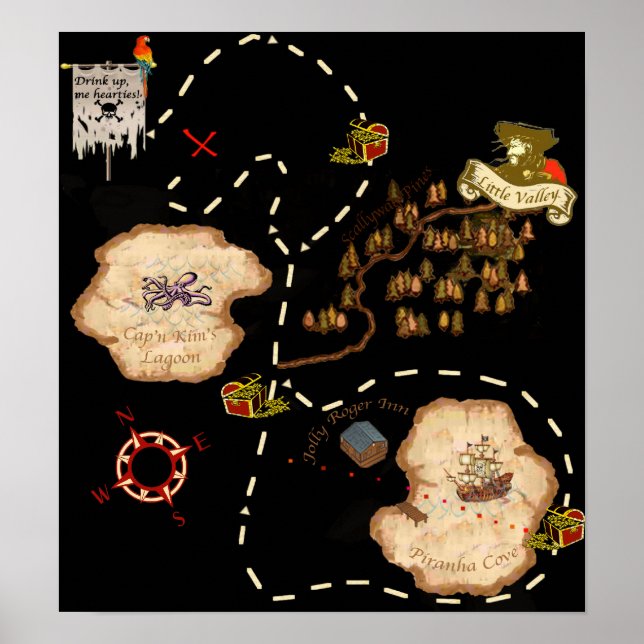 Poster Carte des trésors de Pond Mile (Devant)