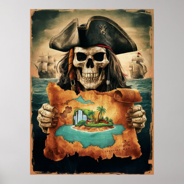 Poster Carte des trésors du pirate (Devant)