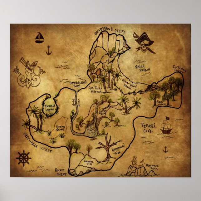 Poster Carte des trésors - L'île du trésor perdu (Devant)