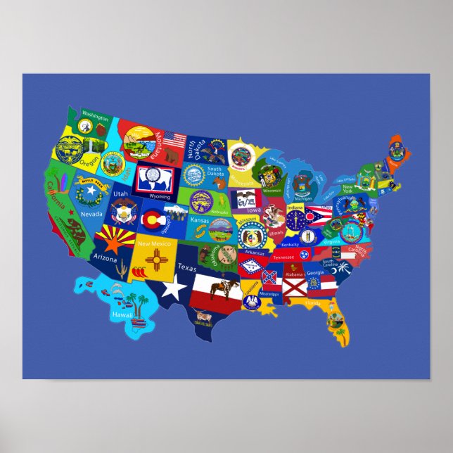 Poster Carte des USA (Devant)