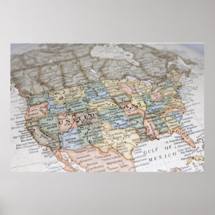 Poster Carte des USA