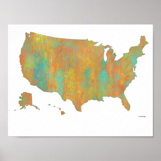 Poster Carte des USA (Devant)