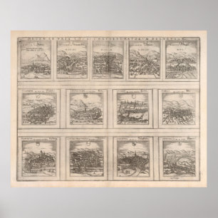 Poster Carte des villes de la Suisse ancienne (1575)
