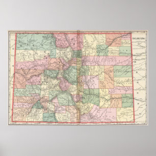 Poster Carte des villes du Colorado (1901)