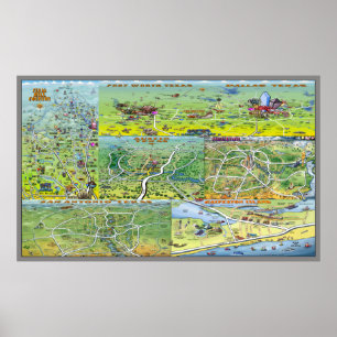Poster Carte des villes du Texas