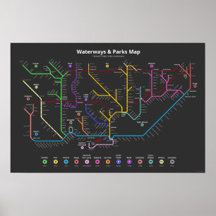 Poster Carte des voies navigables et parcs de Toronto (24