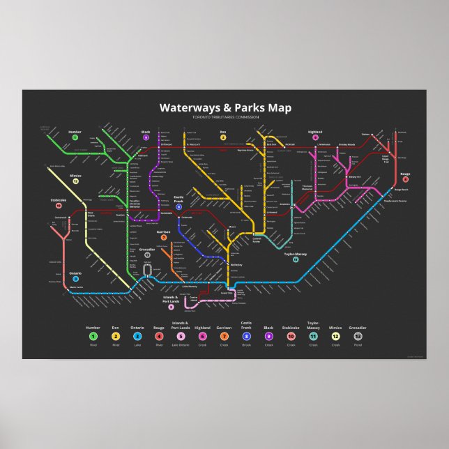 Poster Carte des voies navigables et parcs de Toronto (24 (Devant)