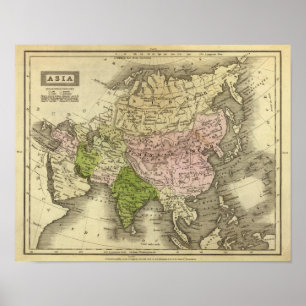 Poster Carte des voyages en Asie