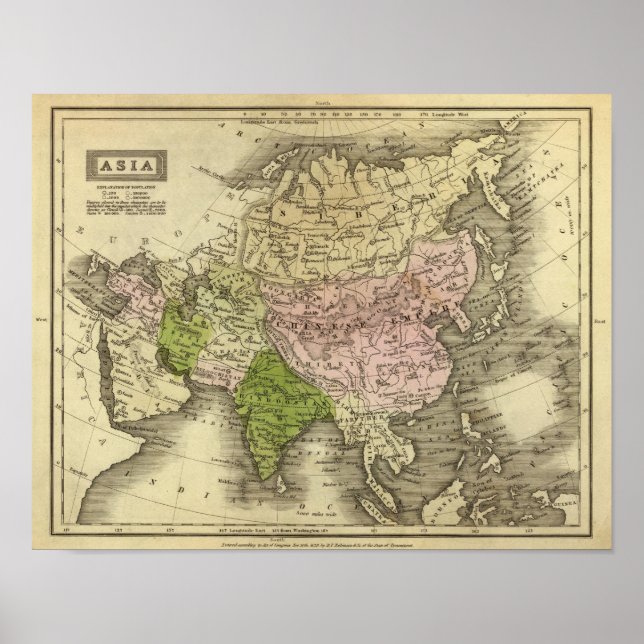 Poster Carte des voyages en Asie (Devant)